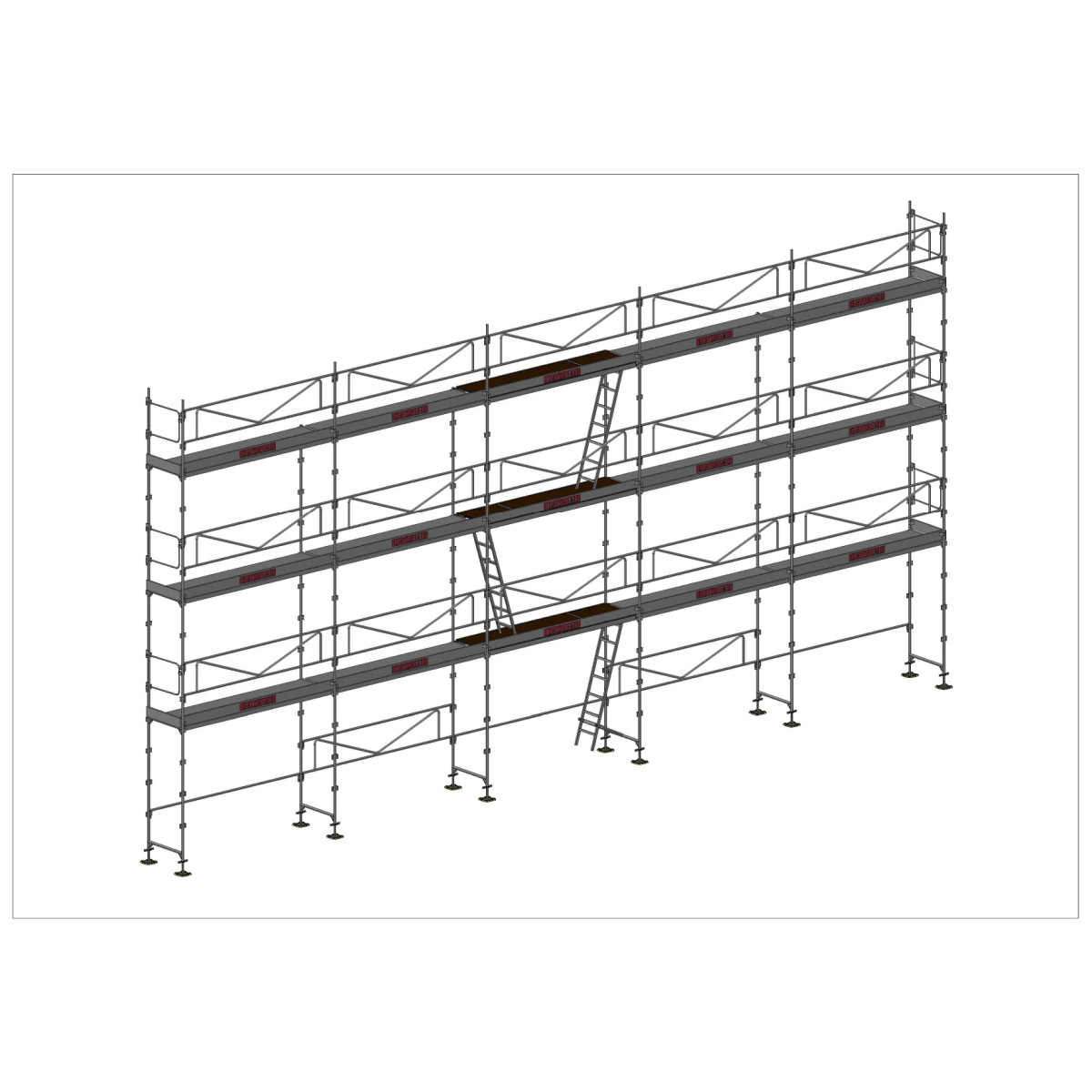 Echafaudage Duo 45 - 128m² avec garde corps - Dacame