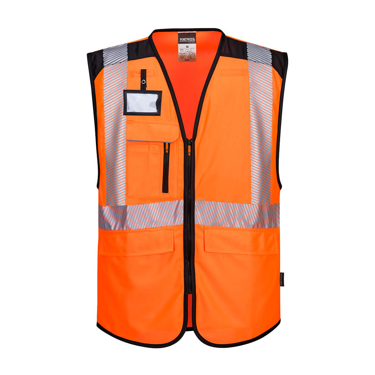 Gilet porte-outils haute visibilité orange fluorescent, anneau D 